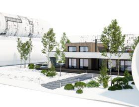 Bauplanung eines energieeffizienten Einfamilienhauses mit Dachterrasse, Swimmingpool und Garten