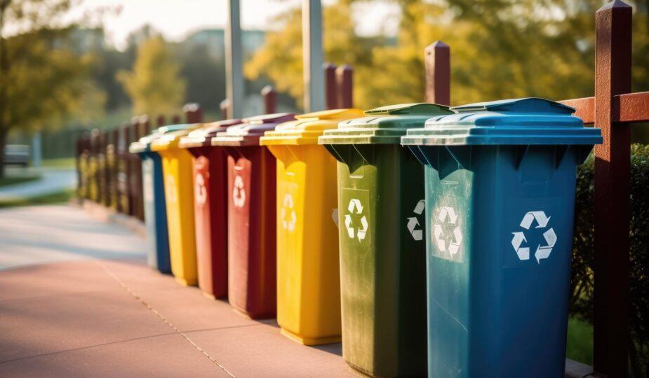Eine Aufnahme einer Reihe von Recycling